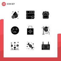 9 ícones criativos, sinais e símbolos modernos de proteger a escola de soldagem de chave, tristes elementos de design de vetores editáveis