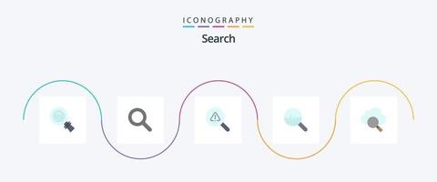 pacote de ícones de pesquisa plana 5, incluindo pesquisa. nuvem. procurar. gráfico de pesquisa. infográficos vetor