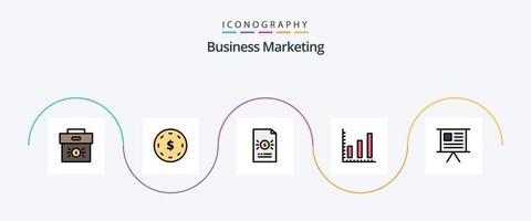 linha de marketing de negócios cheia de pacote de 5 ícones planos, incluindo estatísticas. marketing. iene. finança. economia vetor