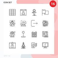 conjunto de 16 sinais de símbolos de ícones de interface do usuário modernos para saco de natal manequim marca elementos de design de vetores editáveis do país
