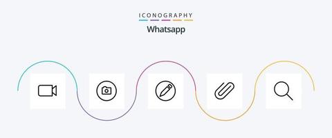 pacote de ícones da linha 5 do whatsapp, incluindo . anexar. ui. pesquisa vetor