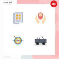 conjunto de ícones planos de interface móvel de 4 pictogramas de livro, caderno infantil, placa de cuidados com o bebê, elementos de design vetorial editáveis vetor
