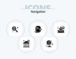 pacote de ícones de glifos de navegação 5 design de ícones. polícia. prédio. mapa. localização. documento vetor