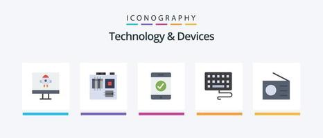pacote de ícones plana 5 de dispositivos, incluindo . teclado. rádio. design de ícones criativos vetor