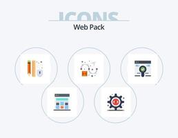 web pack flat icon pack 5 design de ícones. achar. rede. mouse. Projeto. criativo vetor