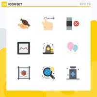 conjunto de cores planas de interface móvel de 9 pictogramas de pagamento de empréstimo excluir gráfico de hipoteca elementos de design de vetores editáveis
