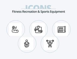 recreação de fitness e design de ícone de linha de equipamentos esportivos 5 design de ícone. peso. equipamento. esteira. haltere. pulando vetor