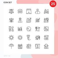 grupo de sinais e símbolos de 25 linhas para acessórios de queda de quarto shorts de tablet editáveis elementos de design vetorial vetor