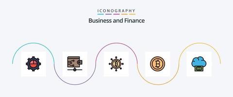 linha de finanças cheia de pacote de ícones de 5 planos, incluindo . dinheiro. dinheiro vetor