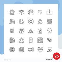 conjunto de 25 símbolos de símbolos de ícones de interface do usuário modernos para seta zodíaco mal sagitário lobo elementos de design de vetores editáveis