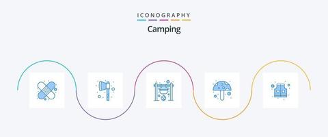 pacote de ícones de acampamento azul 5, incluindo . vida. acampamento. jaqueta. Ingrediente alimentar vetor