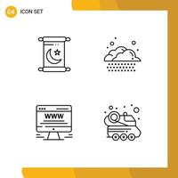 pacote de 4 sinais e símbolos modernos de cores planas de linha preenchida para mídia impressa na web, como anúncios na web do ramadã espaço de anúncios em nuvem editáveis elementos de design vetorial vetor