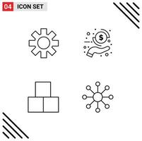4 ícones criativos sinais e símbolos modernos de elementos de design vetoriais editáveis da rede de pagamento de moedas do construtor de configuração vetor
