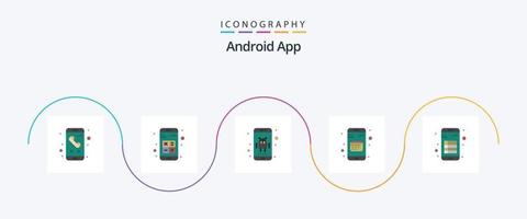 Android app flat 5 icon pack incluindo data. aplicativo. calculadora. agenda. aplicativo vetor
