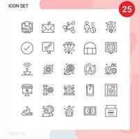 pacote de 25 linhas criativas de elementos de design de vetores editáveis de gráfico de eficiência sinalizado de gerenciamento digital