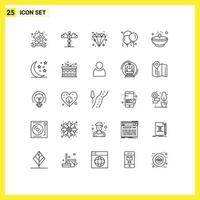 pacote de 25 sinais e símbolos de linhas modernas para mídia impressa na web, como elementos de design de vetores editáveis de dia dos pais brilhantes e brilhantes