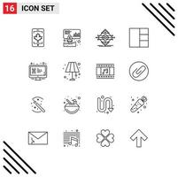 16 ícones criativos sinais modernos e símbolos de elementos de design vetoriais editáveis de segurança de layout de tráfego de display lcd vetor