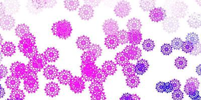 padrão de vetor rosa claro roxo com flocos de neve coloridos