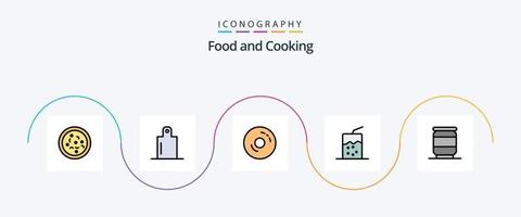 linha de comida cheia de pacote de 5 ícones planos, incluindo . soda. Comida. posso. soda vetor