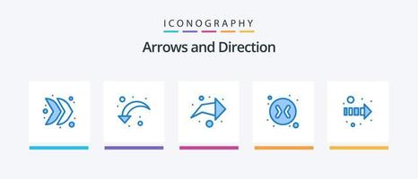 pacote de ícones de 5 setas azuis, incluindo . direção. flecha. flecha. mudar as setas. design de ícones criativos vetor