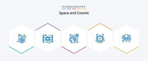 espaço 25 pacote de ícones azul incluindo . ufo. sistema. espaço. estrangeiro vetor