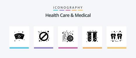 pacote de ícones de cuidados de saúde e glifo médico 5, incluindo dente. o preenchimento. ureteres. dental. médico. design de ícones criativos vetor