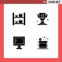pacote de ícones de vetores de estoque de 4 sinais e símbolos de linha para caixa de armazéns on-line escola pai elementos de design de vetores editáveis