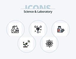 linha de ciência cheia de ícones do pacote 5 design de ícones. Ciência. químico. mundo. Ciência. plantar vetor