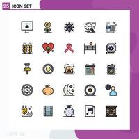 interface móvel linha cheia de cores planas conjunto de 25 pictogramas de formato cdr agenda histórico de natal lupa elementos de design de vetores editáveis