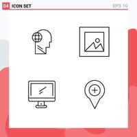 4 ícones criativos sinais modernos e símbolos de layout de mente de monitor de negócios elementos de design de vetores editáveis imac