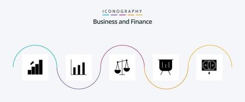 pacote de ícones de glifo 5 financeiro, incluindo negócios. atuação. Saldo. gráfico. o negócio vetor