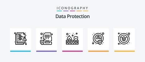 pacote de ícones da linha 5 de proteção de dados, incluindo hacker. Wi-fi. segurança. segurança. segurança. design de ícones criativos vetor