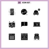 9 ícones criativos sinais modernos e símbolos de elementos de design de vetores editáveis de tela de carro de bate-papo básico