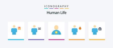 pacote de ícones humano plano 5, incluindo humano. acampamento. humano. corpo. do utilizador. design de ícones criativos vetor