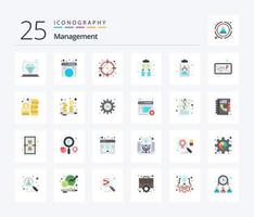 pacote de ícones de 25 cores planas de gerenciamento, incluindo gráfico. planejamento. Avaliação. plano. plano de negócios vetor