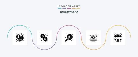 pacote de ícones de glifo 5 de investimento, incluindo investimento. finança. dinheiro. moedas. investimento vetor