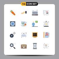 16 ícones criativos sinais e símbolos modernos de fan computer music estratégia tática pacote editável de elementos de design de vetores criativos