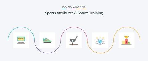 atributos esportivos e pacote de ícones planos de treinamento esportivo 5, incluindo cerimônia. esporte. bola. campeonato. cinto vetor