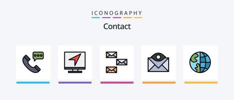 linha de contato cheia de 5 ícones incluindo e-mail. comunicação. mensagem. envelope. Contate-Nos. design de ícones criativos vetor