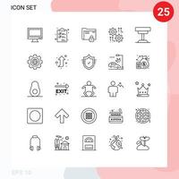 25 ícones criativos, sinais modernos e símbolos da lista de configuração de engrenagens, elementos de design de vetores editáveis de senha segura