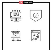 conjunto de 4 sinais de símbolos de ícones de interface do usuário modernos para informação, mapa, placa de venda, foto de segurança, elementos de design de vetores editáveis