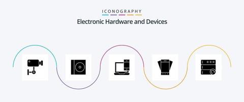 pacote de ícones de glifo 5 de dispositivos, incluindo inclinação. telefone. computador. Móvel. telefone vetor