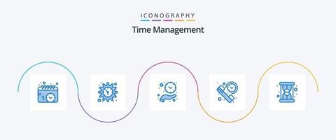 pacote de ícones azul 5 de gerenciamento de tempo, incluindo tempo. telefone. relógio. duração. economizar tempo vetor
