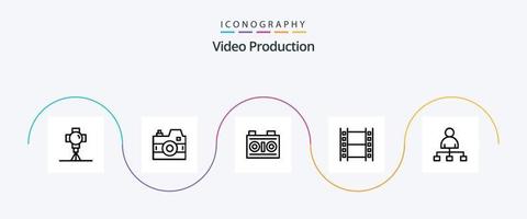 linha de produção de vídeo 5 pacote de ícones incluindo usuário. multimídia. meios de comunicação . filme . filme vetor