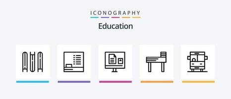 pacote de ícones da linha 5 de educação, incluindo documento. documento. estudos. quadro-negro. design de ícones criativos vetor