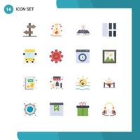 conjunto moderno de 16 cores planas e símbolos, como pacote editável de colagem de interface de colina de layout regular de elementos de design de vetores criativos