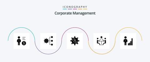 pacote de ícones de glifo 5 de gerenciamento corporativo, incluindo conferência. o negócio. gestão. produtividade. pessoa vetor