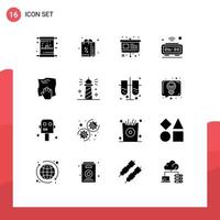 16 ícones criativos sinais modernos e símbolos de apresentação de relógio de compras de internet wi-fi elementos de design de vetores editáveis