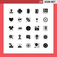 25 ícones criativos, sinais e símbolos modernos de servidores compartilhados, bebidas, finanças, negócios, elementos de design de vetores editáveis