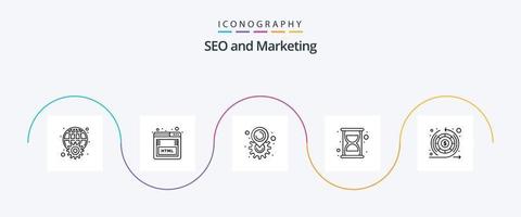 pacote de ícones seo line 5 incluindo dinheiro. Tempo. marketing. seo. configuração vetor